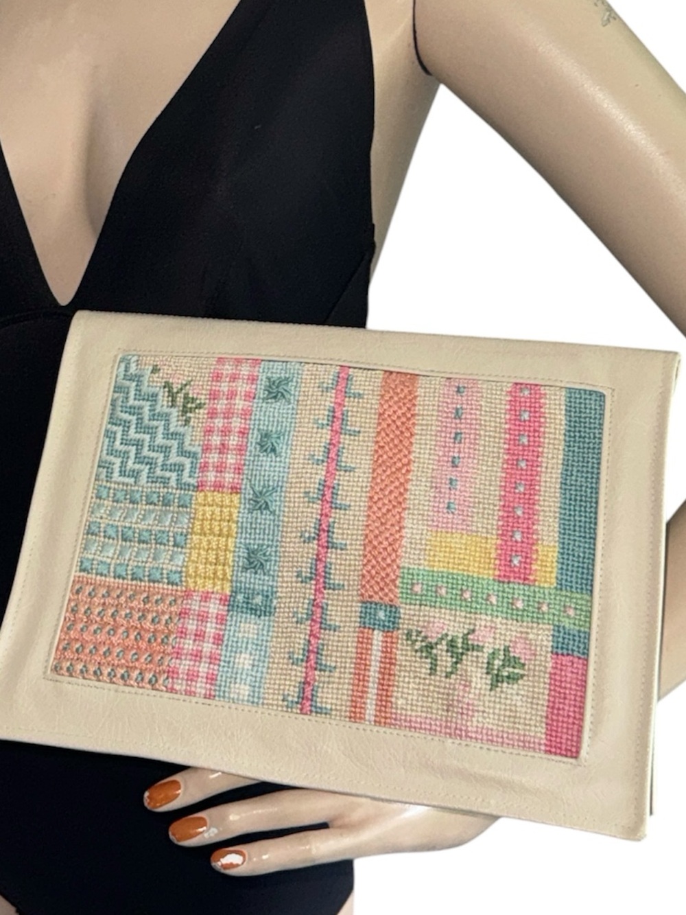 Vintage Fold Over Embroidered Clutch Bag